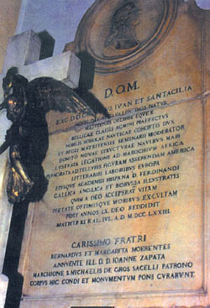 Lápida mortuoria de Jorge Juan en Cádiz